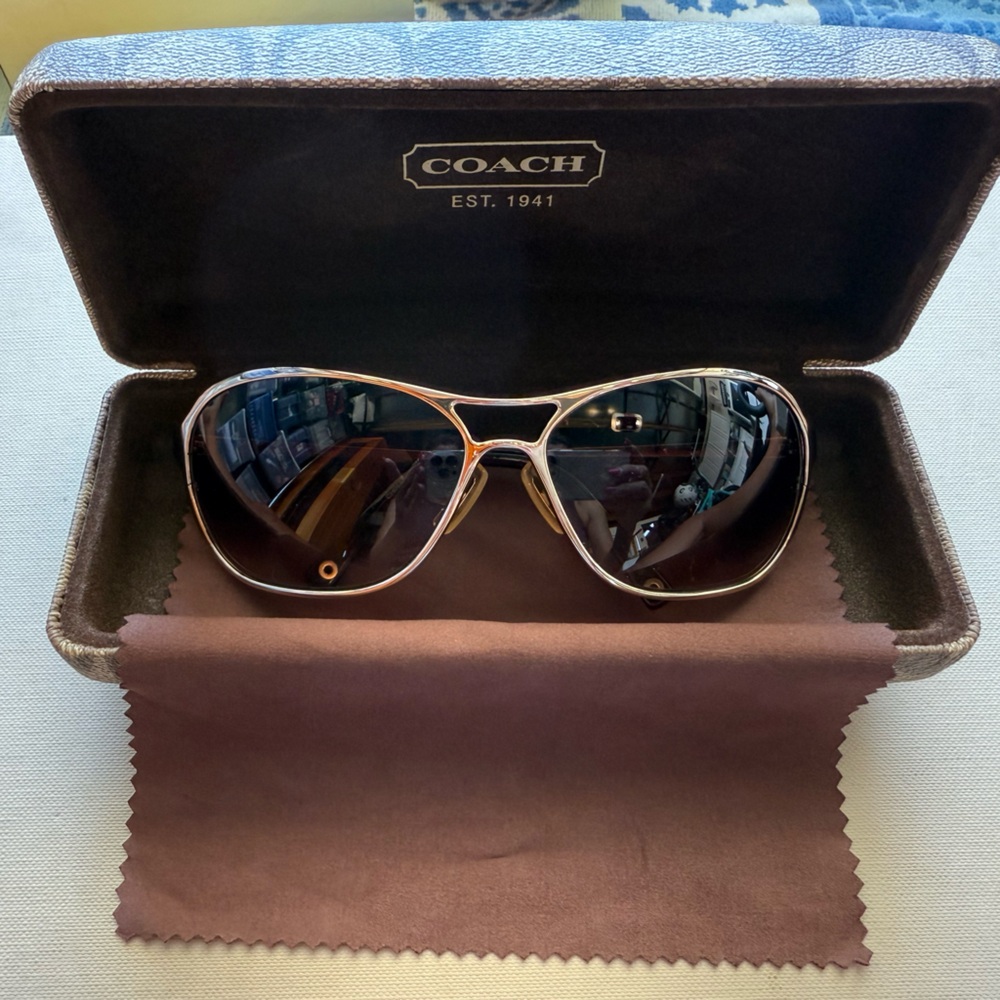 Vintage Coach Aviator Gold Sunglasses, gold trim and Brown lenses